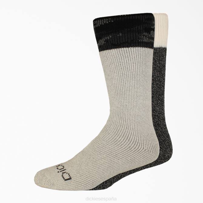 paquete de 2 pares de calcetines gruesos de fibra de carbón unisexo Dickies gris/negro (geb) N8N03018 accesorios