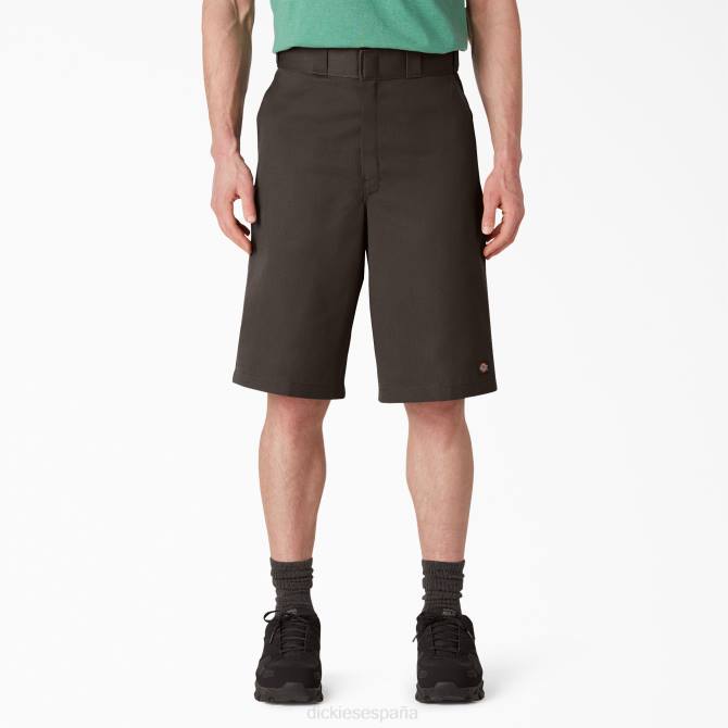 pantalones cortos de trabajo delanteros planos holgados 13" hombres Dickies marrón oscuro (db) N8N0343 ropa de trabajo