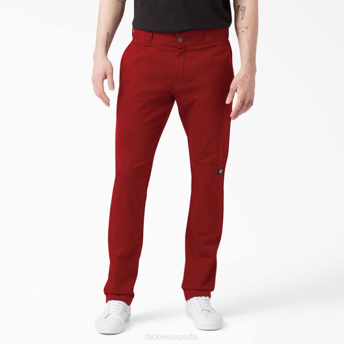 pantalones de trabajo ajustados con doble rodilla hombres Dickies inglés rojo (er) N8N045 ropa de trabajo