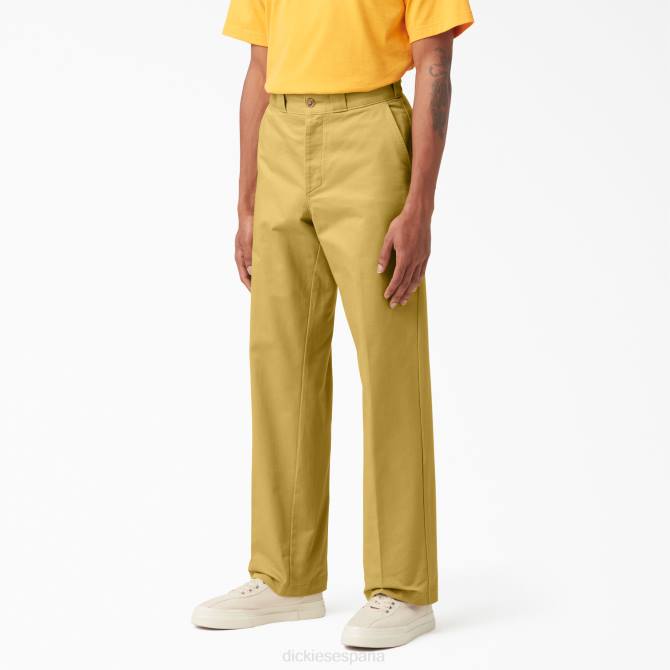 pantalones de trabajo de satén de 100 años hombres Dickies caqui oscuro lavado a la piedra (s2k) N8N0274 ropa de trabajo