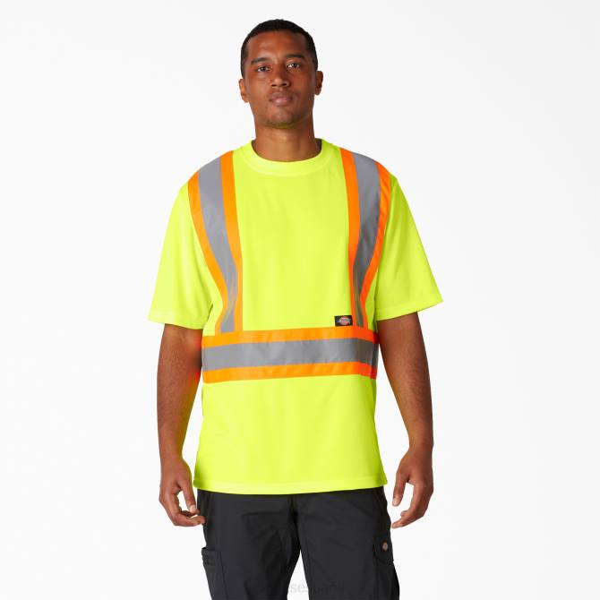camiseta de manga corta de seguridad de alta visibilidad unisexo Dickies amarillo ansi (ay) N8N01446 ropa de trabajo