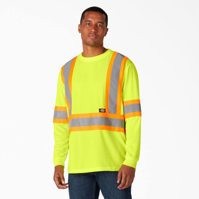 camiseta de manga larga de seguridad de alta visibilidad unisexo Dickies amarillo ansi (ay) N8N01449 ropa de trabajo
