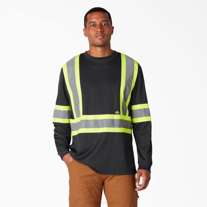 camiseta de manga larga de seguridad de alta visibilidad unisexo Dickies negro (negro) N8N01450 ropa de trabajo