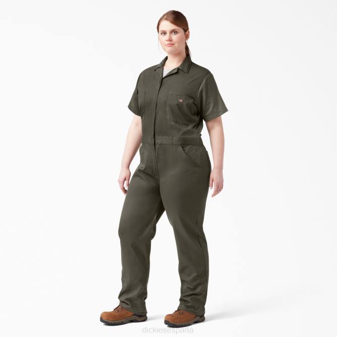 más overoles flexibles de manga corta para refrigeración mujer Dickies verde musgo (ms) N8N01553 ropa de trabajo