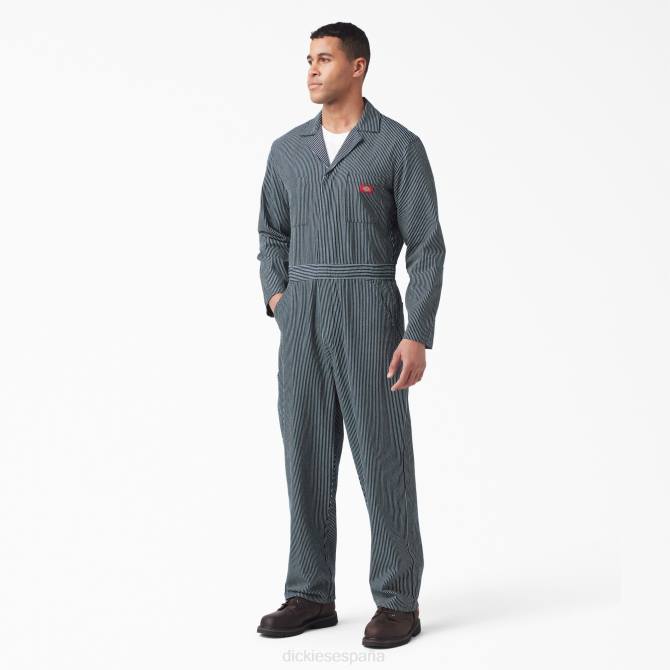 overoles con rayas de nogal hombres Dickies franja de nogal enjuagada (rhs) N8N01392 ropa de trabajo