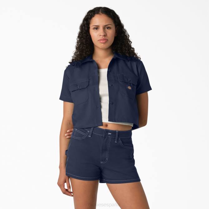 camisa corta de trabajo mujer Dickies tinta azul marino (ik) N8N02006 ropa de trabajo