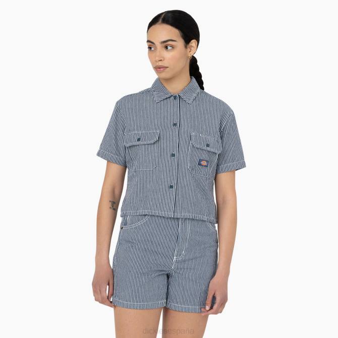 camisa de trabajo corta con rayas de nogal mujer Dickies crudo/azul fuerza aérea (eua) N8N02022 ropa de trabajo