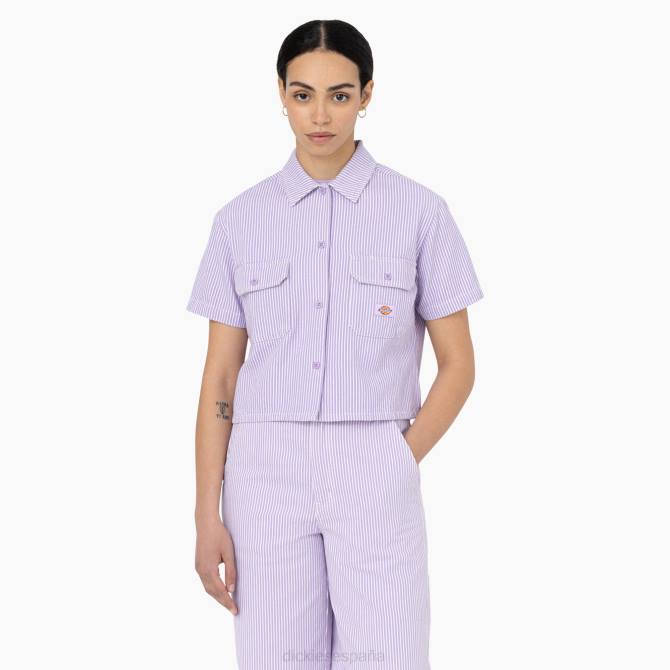 camisa de trabajo corta con rayas de nogal mujer Dickies crudo/lila (eug) N8N02023 ropa de trabajo