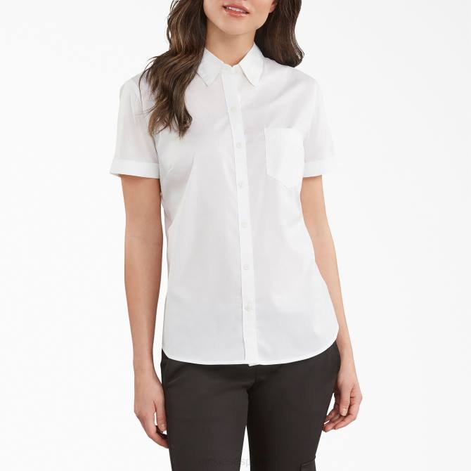 abotonar la camisa mujer Dickies blanco (wh) N8N02003 ropa de trabajo