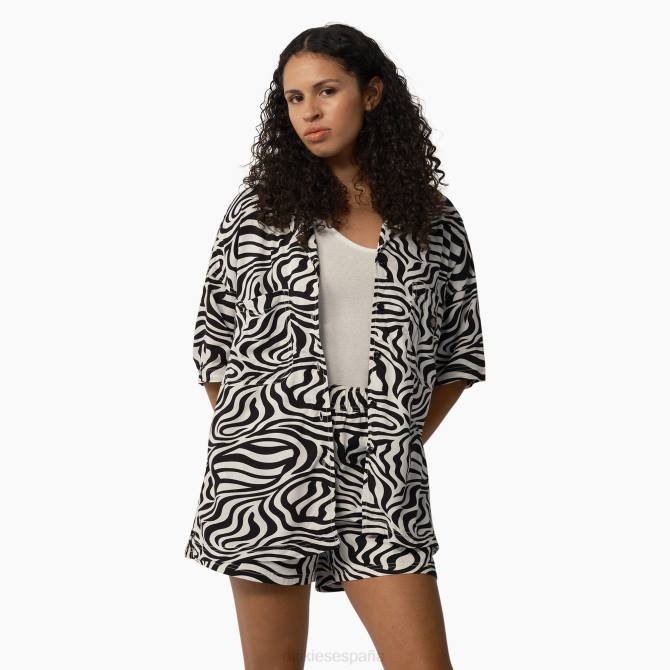 camisa de trabajo con estampado de cebra mujer Dickies negro/blanco (bkwh) N8N02105 ropa de trabajo