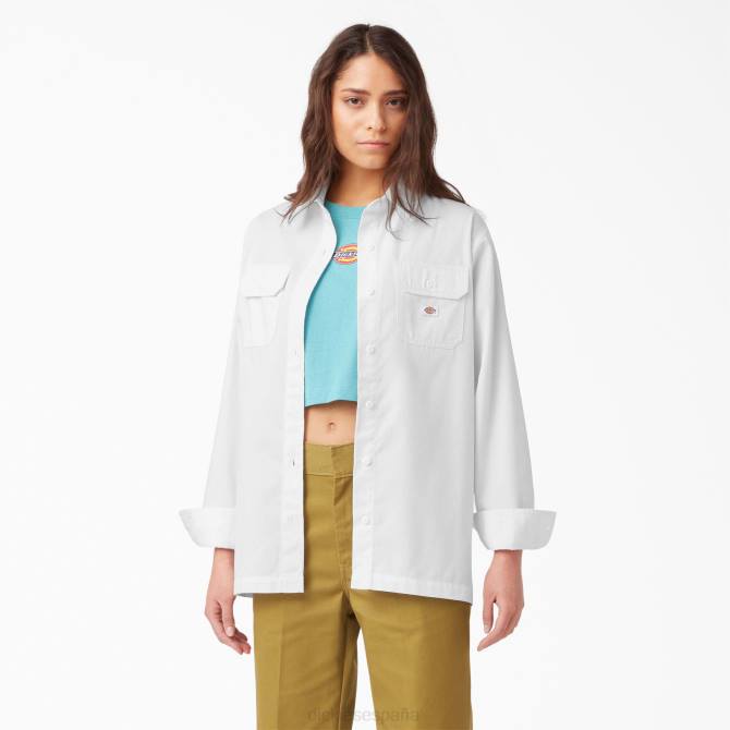 camisa de trabajo de manga larga con corte holgado mujer Dickies blanco (wh) N8N02009 ropa de trabajo