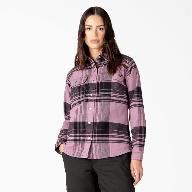camisa de franela duratech renegade mujer Dickies tela escocesa de panel de Grapeade (c1v) N8N02001 ropa de trabajo