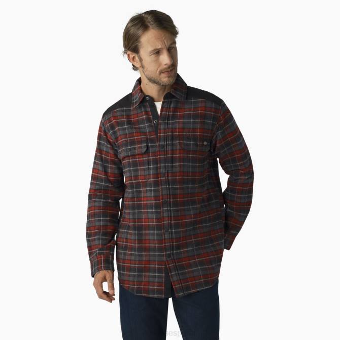 camisa de franela musculosa de peso pesado hombres Dickies cuadros burdeos (g2y) N8N0952 ropa de trabajo