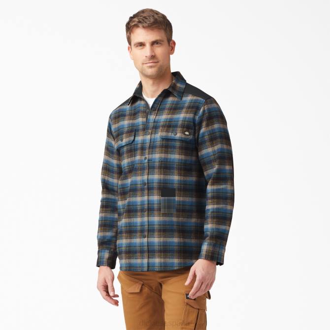 camisa de franela musculosa de peso pesado hombres Dickies tela escocesa de otoño del sur (b2e) N8N0950 ropa de trabajo