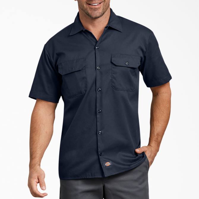 camisa de trabajo de manga corta con corte holgado hombres Dickies azul marino oscuro (dn) N8N0598 ropa de trabajo