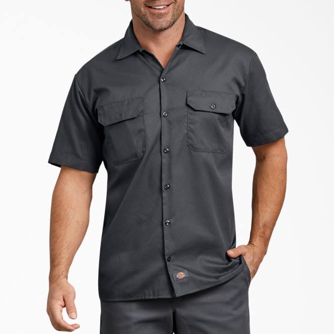 camisa de trabajo de manga corta con corte holgado hombres Dickies gris carbón (ch) N8N0597 ropa de trabajo