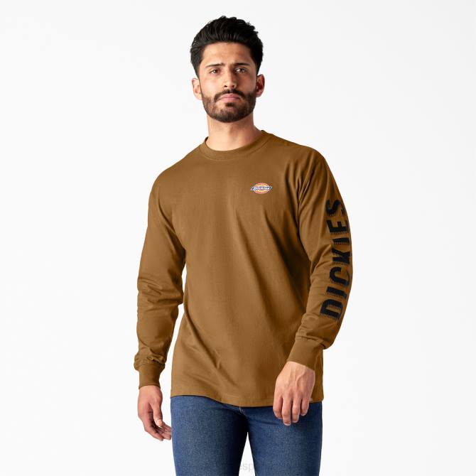 camiseta de manga larga con gráfico de ropa de trabajo hombres Dickies pato marrón (bd) N8N0577 ropa de trabajo