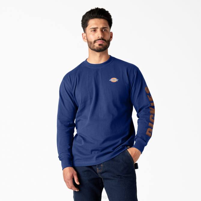 camiseta de manga larga con gráfico de ropa de trabajo hombres Dickies surf azul (fl) N8N0578 ropa de trabajo