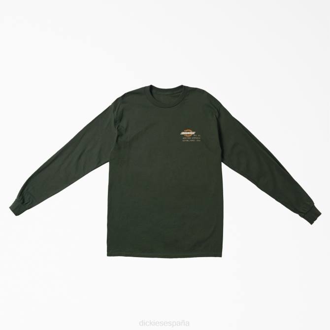 camiseta gráfica de manga larga heritage workwear hombres Dickies verde bosque (pies) N8N0850 ropa de trabajo