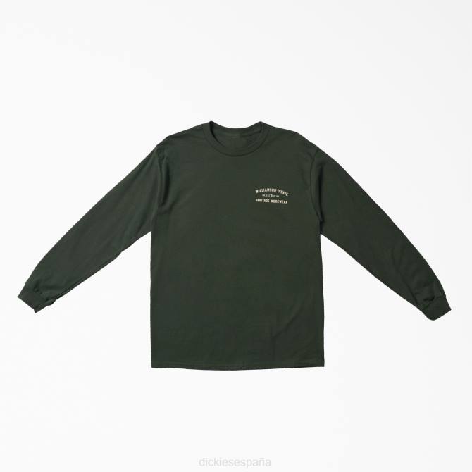 w.d. camiseta gráfica de manga larga heritage workwear hombres Dickies verde bosque (pies) N8N0763 ropa de trabajo