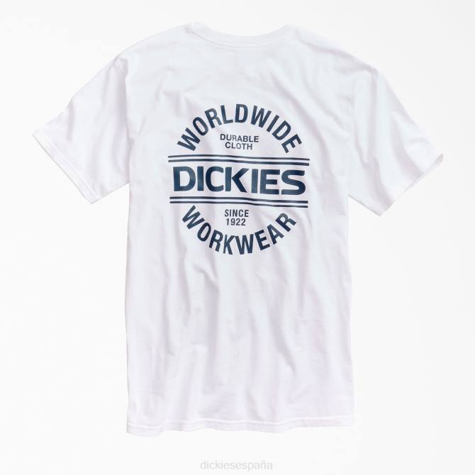 camiseta gráfica de ropa de trabajo en todo el mundo hombres Dickies blanco (wh) N8N0927 ropa de trabajo