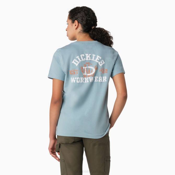 camiseta gráfica de ropa de trabajo pesada mujer Dickies azul del muelle (du1) N8N02115 ropa de trabajo