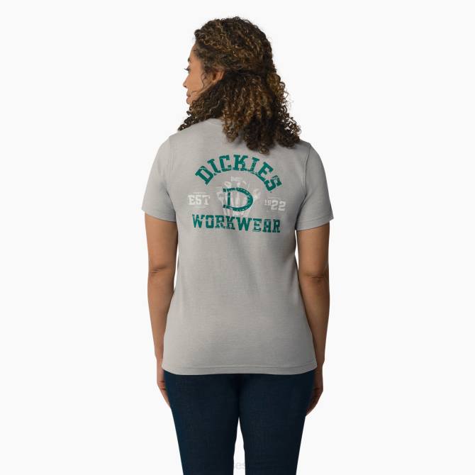 camiseta gráfica de ropa de trabajo pesada mujer Dickies gris jaspeado (h2) N8N02116 ropa de trabajo