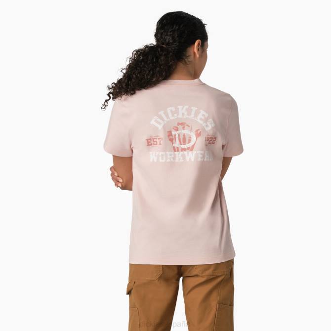 camiseta gráfica de ropa de trabajo pesada mujer Dickies rosa loto (lo2) N8N02118 ropa de trabajo