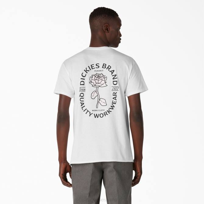 camiseta gráfica rosa ropa de trabajo hombres Dickies blanco (wh) N8N0956 ropa de trabajo