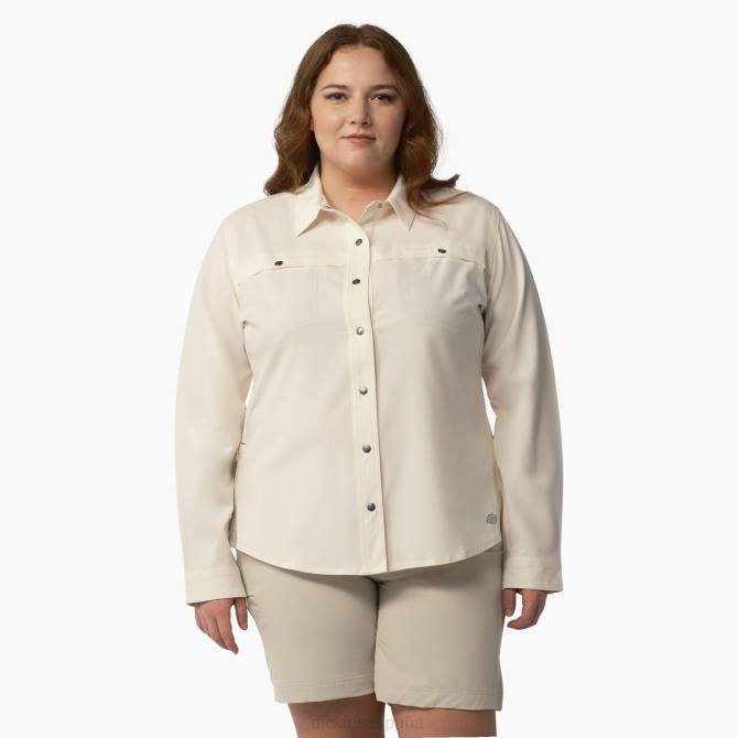 además de una camisa de trabajo refrescante con lengüeta enrollable mujer Dickies blanco antiguo (adw) N8N01682 ropa de trabajo