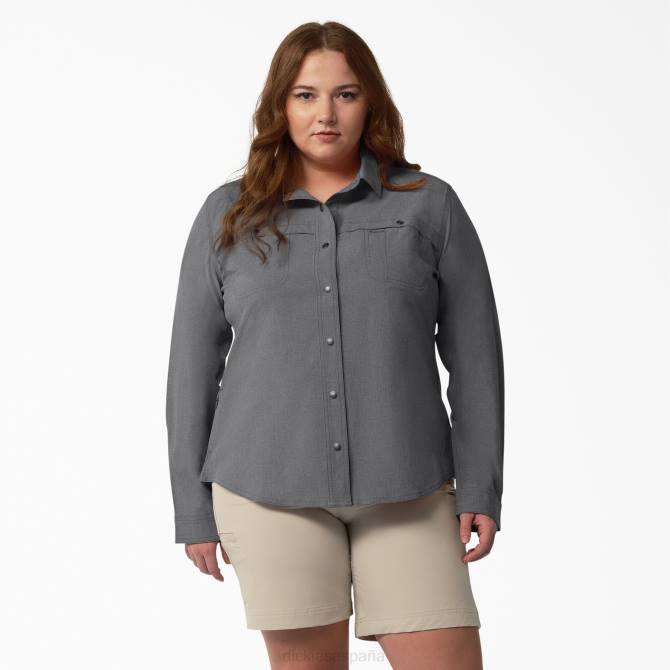 además de una camisa de trabajo refrescante con lengüeta enrollable mujer Dickies gris grafito (gad) N8N01685 ropa de trabajo
