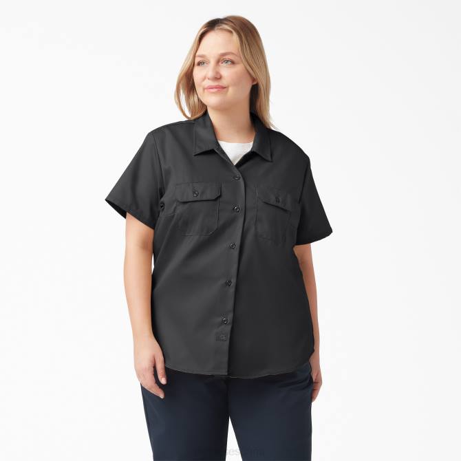 más 574 camisa de trabajo original mujer Dickies negro (bsk) N8N01537 ropa de trabajo