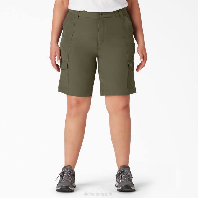 además de pantalones cortos cargo refrigerantes de 10" mujer Dickies verde militar (ml) N8N01652 vestir