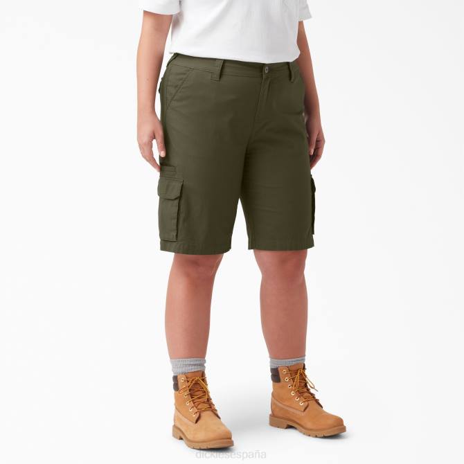 además de pantalones cortos cargo ripstop 9" mujer Dickies verde militar (ml) N8N02265 vestir