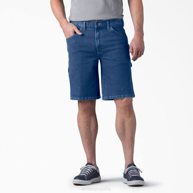 pantalones cortos de carpintero de cintura activa 11" hombres Dickies azul índigo lavado a la piedra (snb) N8N0397 vestir