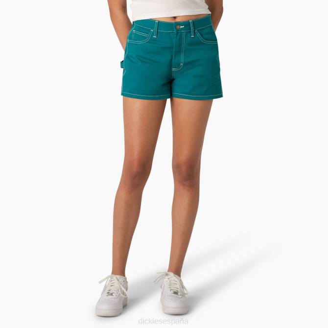 pantalones cortos de carpintero de cintura alta 3" mujer Dickies lago profundo (dl2) N8N02217 vestir
