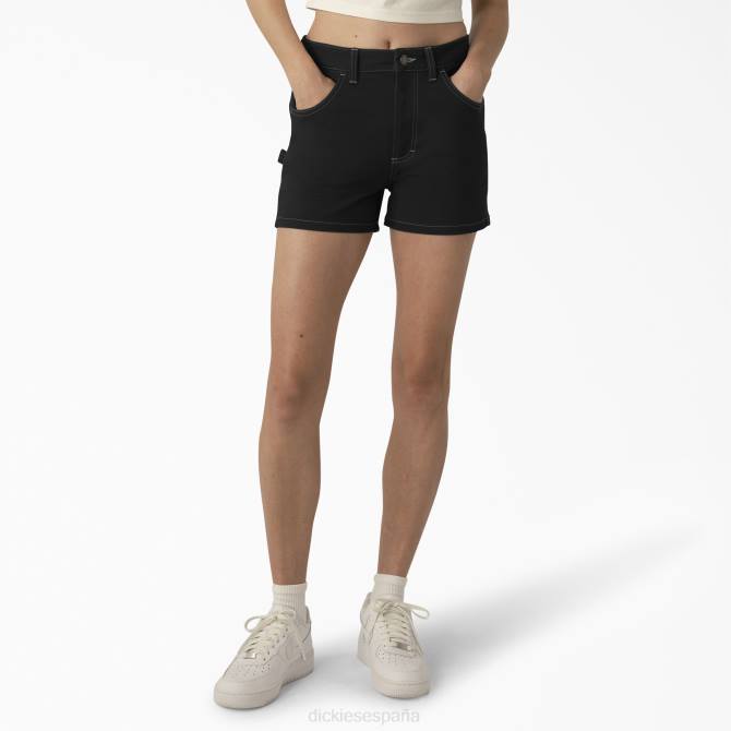 pantalones cortos de carpintero de cintura alta 3" mujer Dickies negro (bkx) N8N02214 vestir