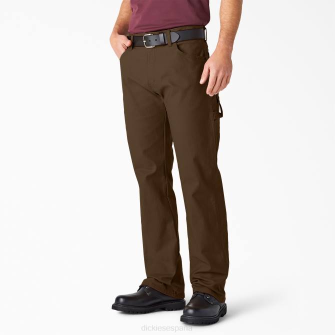 pantalones de carpintero de pato pesado de ajuste relajado hombres Dickies marrón madera enjuagado (rtb) N8N091 vestir