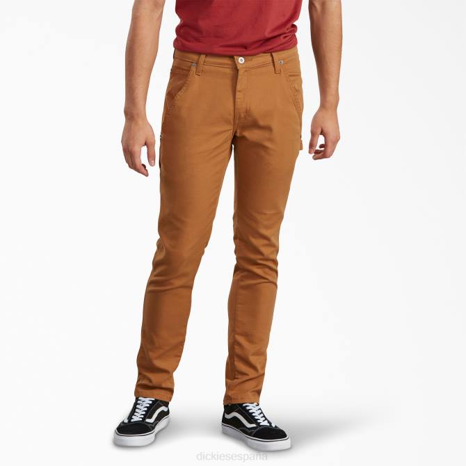 pantalones de pato carpintero slim fit con pernera cónica hombres Dickies pato marrón lavado a la piedra (sbd) N8N0201 vestir