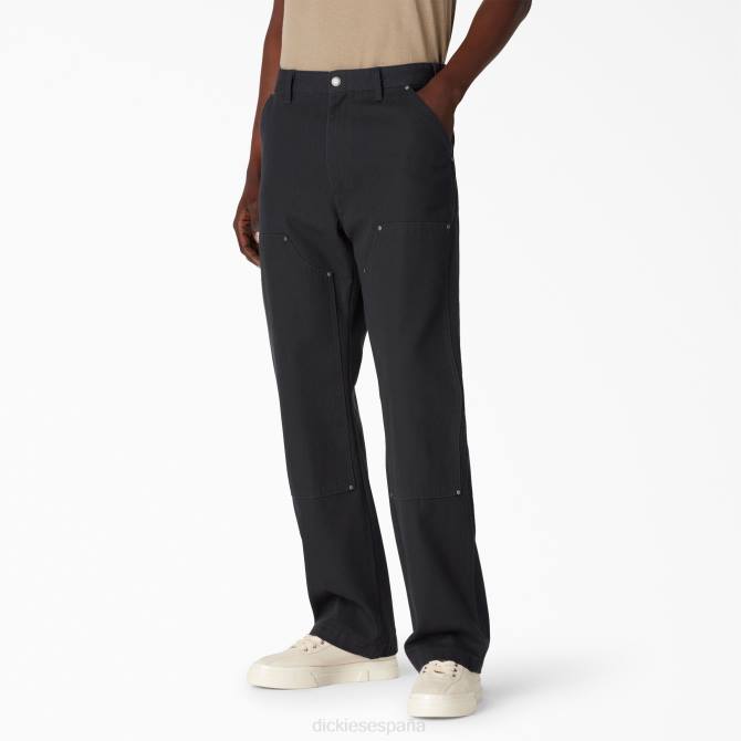 pantalón de pato con doble frente hombres Dickies negro lavado a la piedra (sbk) N8N0259 vestir
