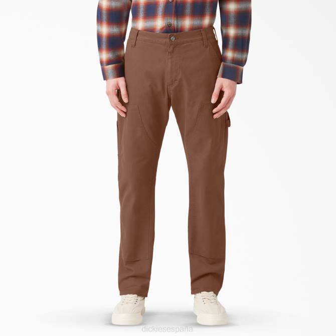 pantalones de doble rodilla 1922 hombres Dickies marrón madera enjuagado (rtb) N8N0223 vestir