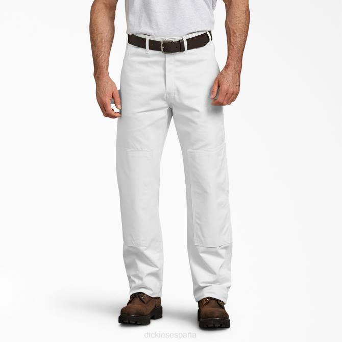 pantalones de pintor utilitarios con doble rodilla hombres Dickies blanco (wh) N8N0160 vestir