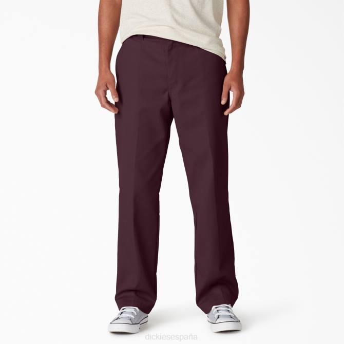 pantalones de sarga de ajuste regular de skate hombres Dickies granate (señor) N8N060 vestir