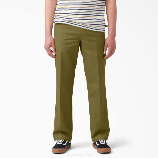 pantalones de sarga de ajuste regular de skate hombres Dickies musgo verde (g2m) N8N058 vestir