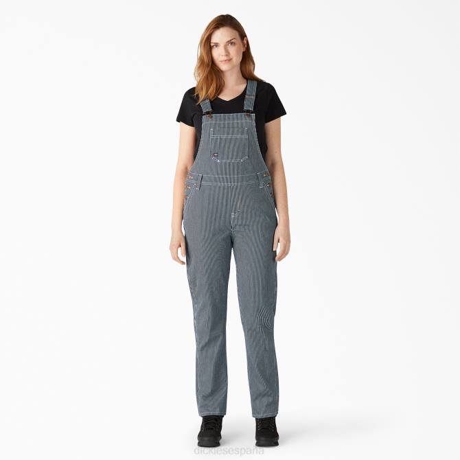 overol con pechera de corte boyfriend con rayas de nogal mujer Dickies franja de nogal lavada a la piedra (shs) N8N01943 vestir