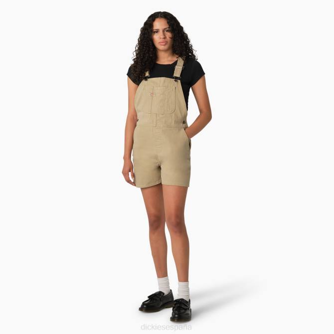 pantalones cortos con peto de pato mujer Dickies arena del desierto lavada a la piedra (sds) N8N01914 vestir