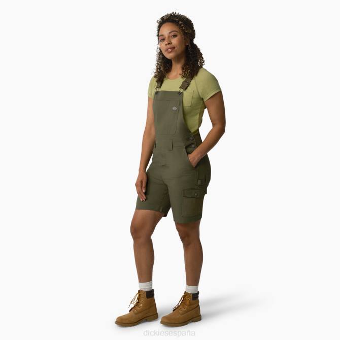 pantalones cortos con tirantes de ripstop refrescantes mujer Dickies verde militar enjuagado (rml) N8N01607 vestir
