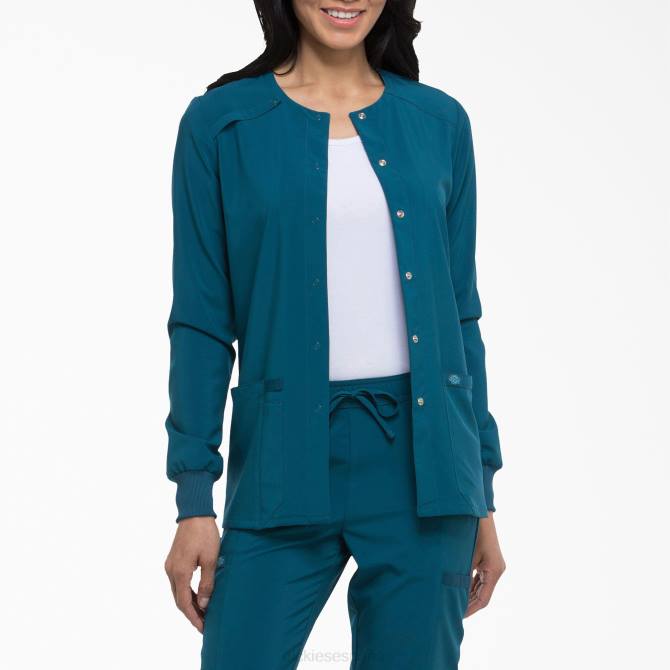 Chaqueta médica eds essentials con corchetes en el frente mujer Dickies azul caribe (crb) N8N02580 vestir