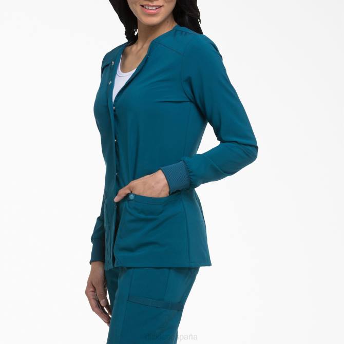 Chaqueta médica eds essentials con corchetes en el frente mujer Dickies azul caribe (crb) N8N02580 vestir