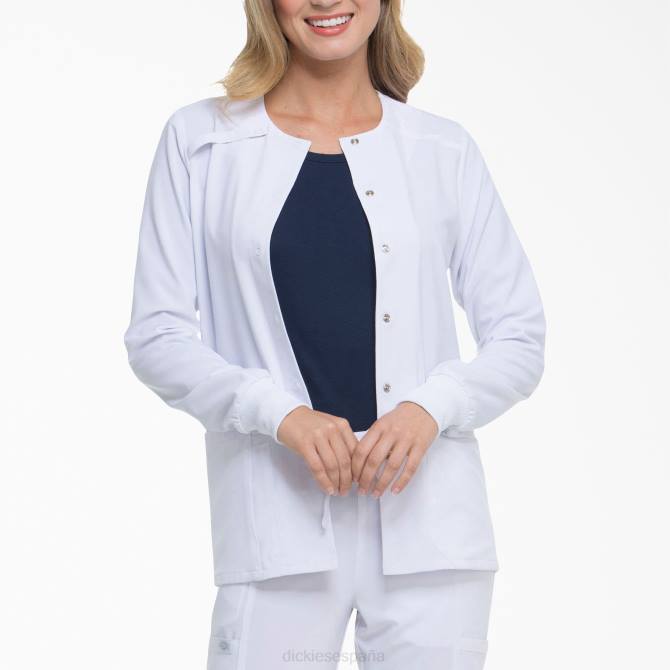 Chaqueta médica eds essentials con corchetes en el frente mujer Dickies blanco (dwh) N8N02581 vestir